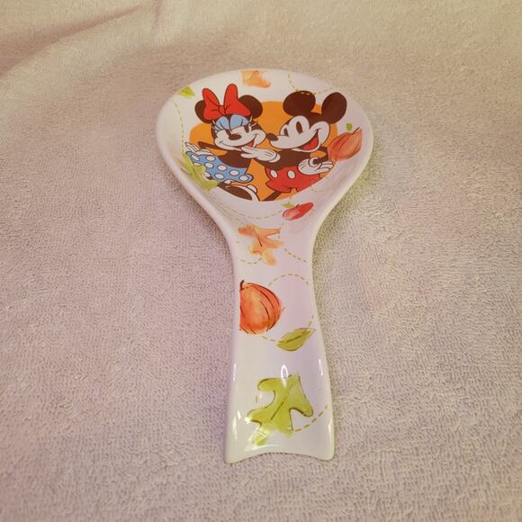 Disney Mickey & Minnie Mouse Fall, Autumn, Thanksgiving Ceramic Spoon Rest New - Picture 1 of 4